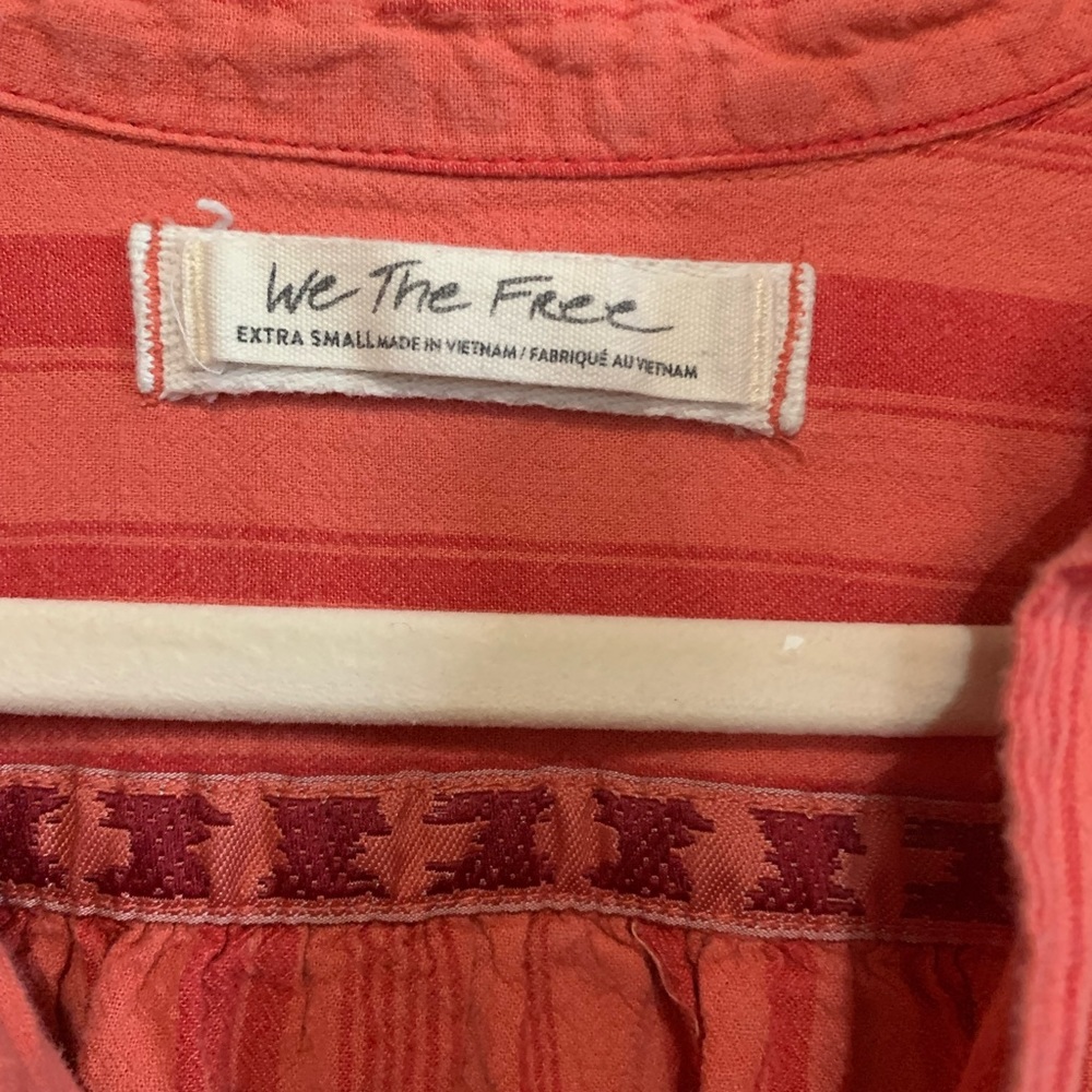 We the Free Red Striped Popover Linen Top Sz XS Oversized OB1103979 Summer Haze - Picture 4 of 7